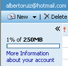 hotmail @ 250 mb